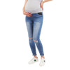 Light Wash Butt Lifter Distressed Maternity Jean with Band