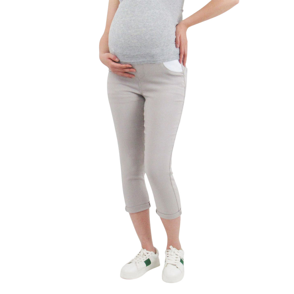 Sandstone Hyper Twill Butt lifting Maternity Capri with Side Elastics –  Indigo Poppy