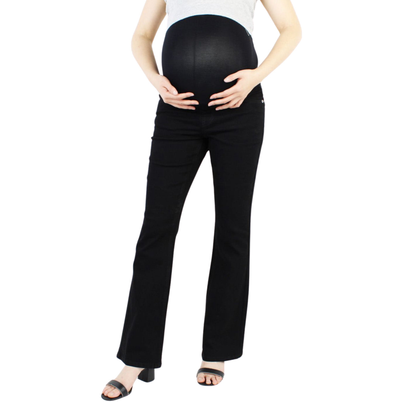 Black Maternity Jean with Flap Back Pockets and Over belly Medium Black Maternity Jean with Flap Back Pockets and Over belly Medium