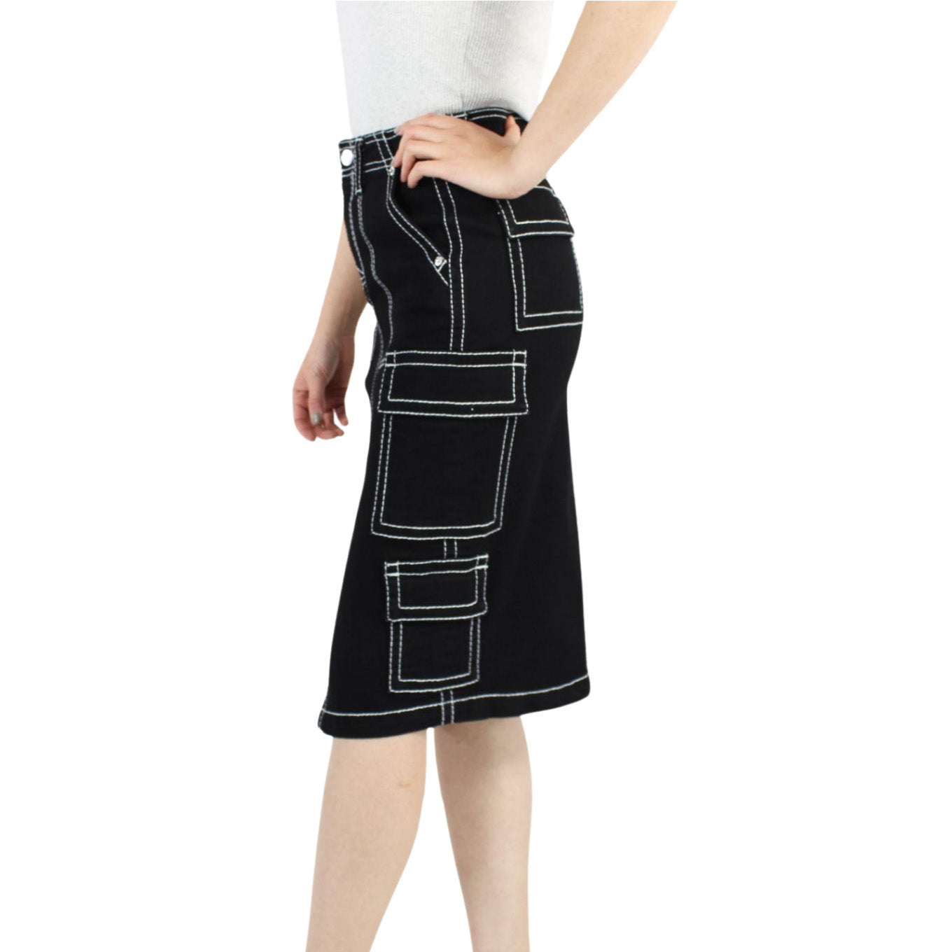 Thread Market Black Slate Cargo Skirt – Indigo Poppy