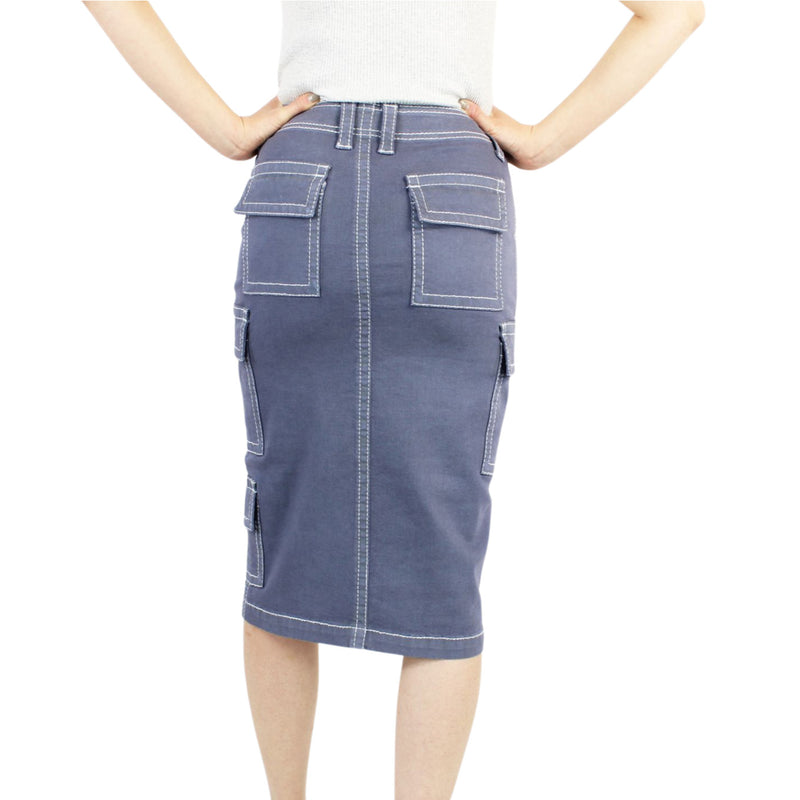 Thread Market Blue Slate Cargo Skirt