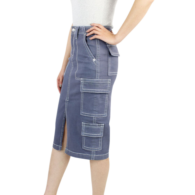 Thread Market Blue Slate Cargo Skirt