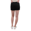 Black Shorts with Five Buttons and Roll Cuffed Hem