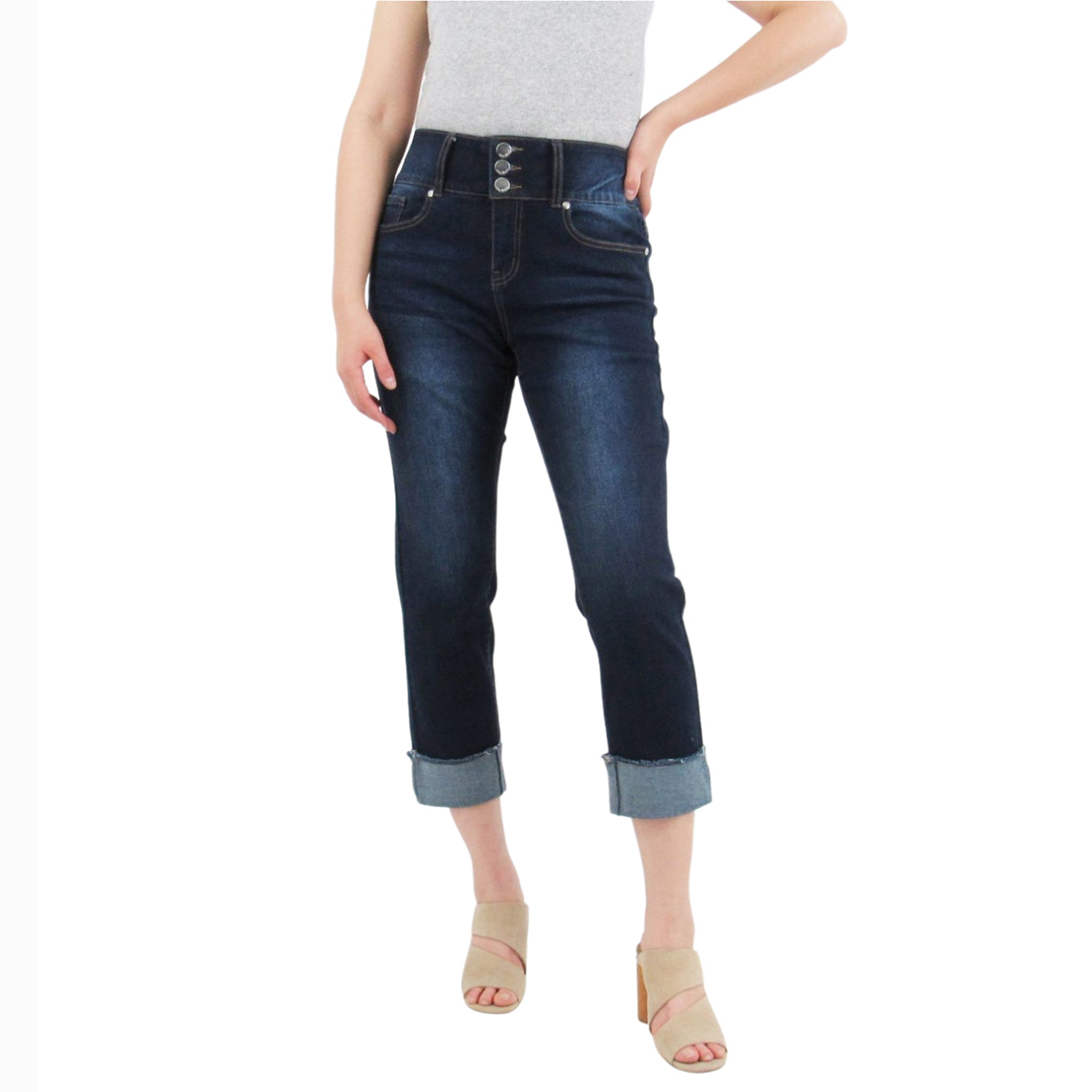 Indigo Poppy Dark Wash Tummy Control Bootcut Jeans with Back