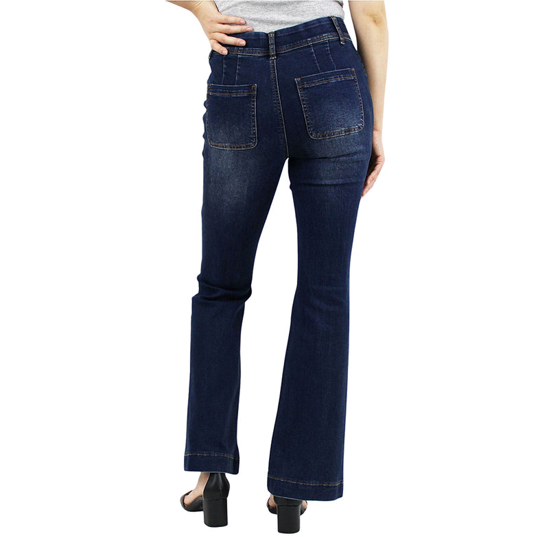 Dark Wash Tummy Control Bootcut with Front Pocket detail