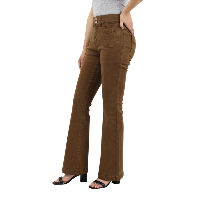 Mocha Tummy Control Bootcut with Patch Pockets