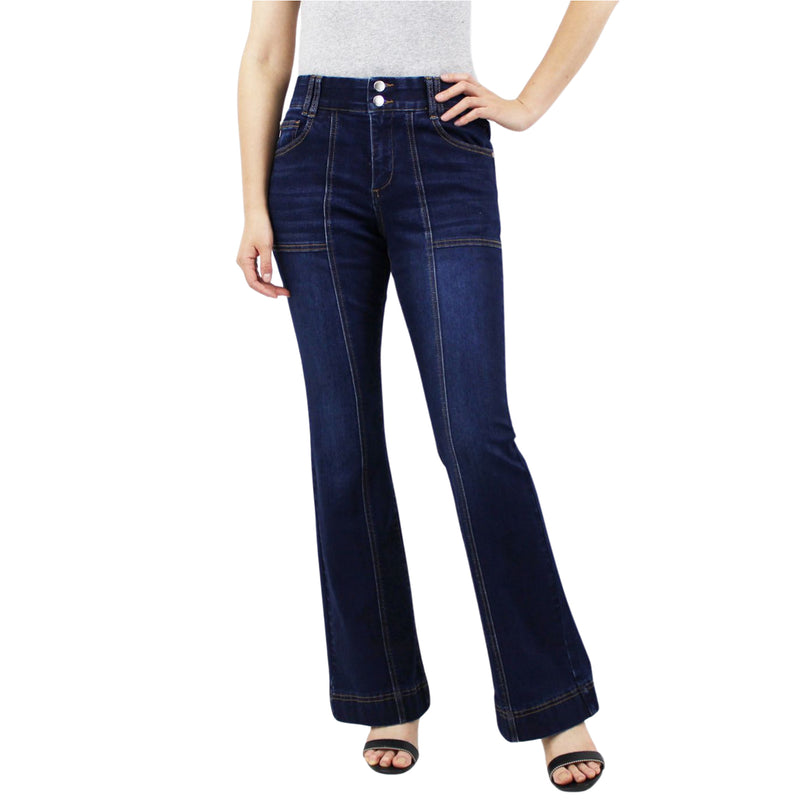 Tummy Control Seamed Bootcut Jeans with Patch pockets