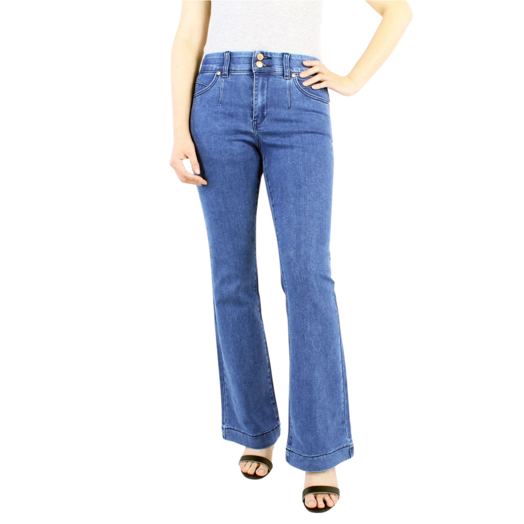 Light Wash Tummy Control Bootcut with Front Pocket Seam detail