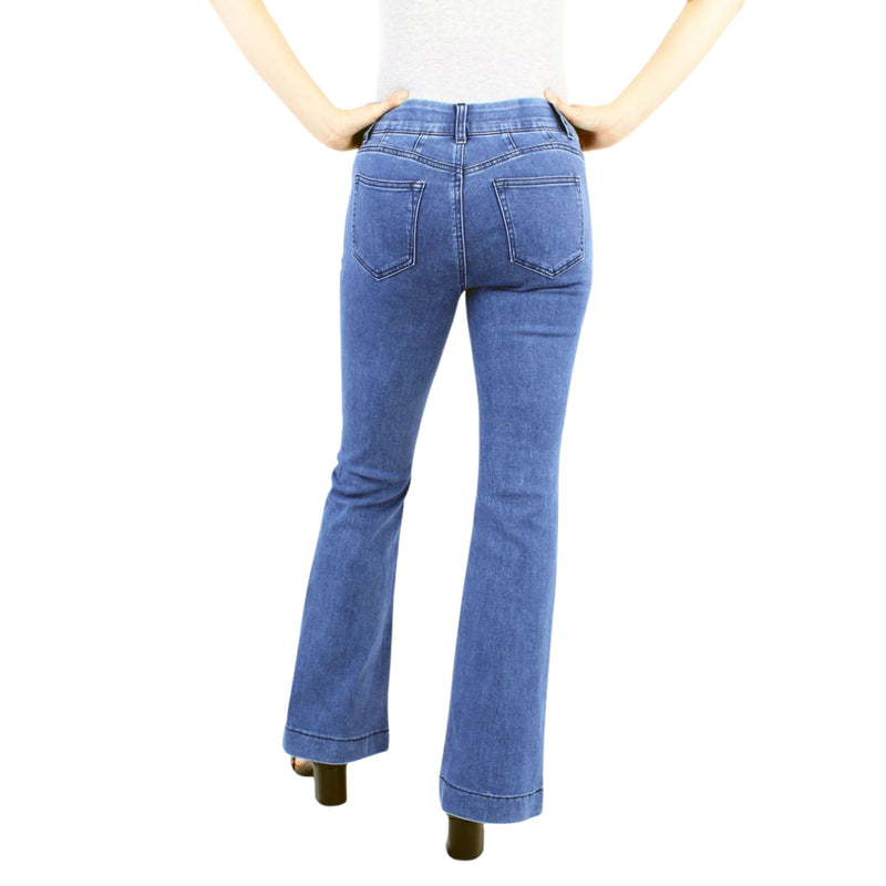 Light Wash Tummy Control Bootcut with Front Pocket Seam detail