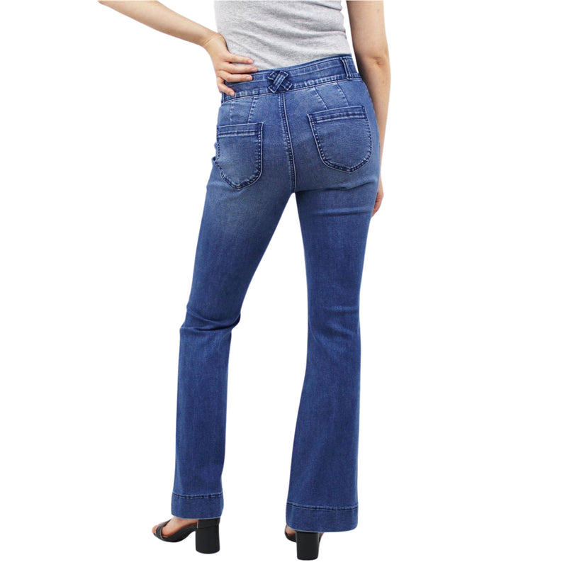 Medium Wash Tummy Control Seamed Bootcut Jeans