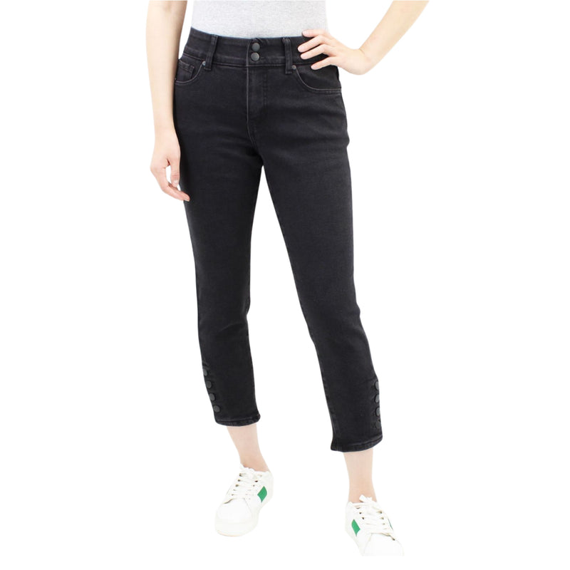 Two Tummy Control Black Jean with Ankle Buttons Design