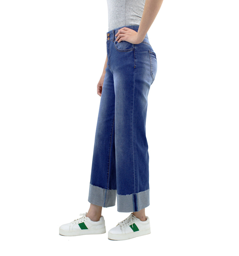 5 Pockets Wide Cuff Wide Leg Jean