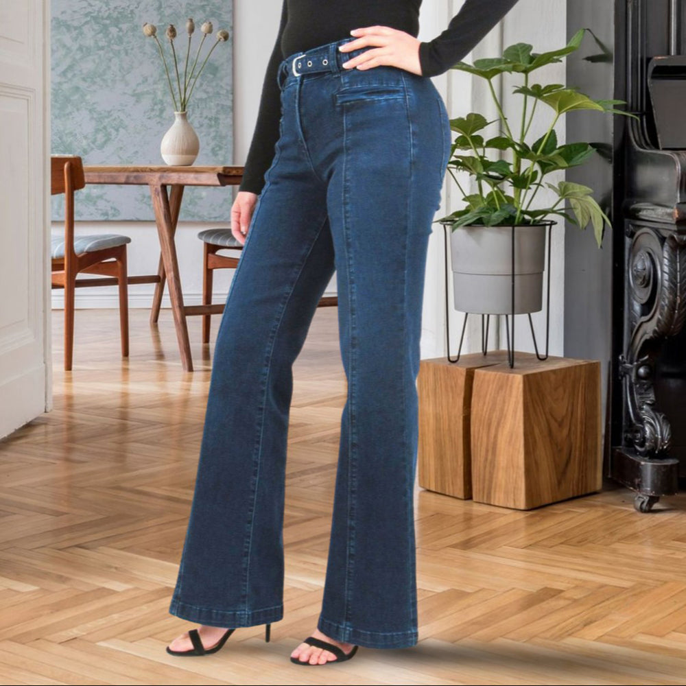 Tummy Control Wide Leg Pants with Belt Detail – Indigo Poppy