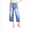 2 Button Tummy Control Wide Leg Jeans with Fray Hem