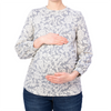 Balloon Sleeve Heather Grey Jacquard Maternity Sweatshirt