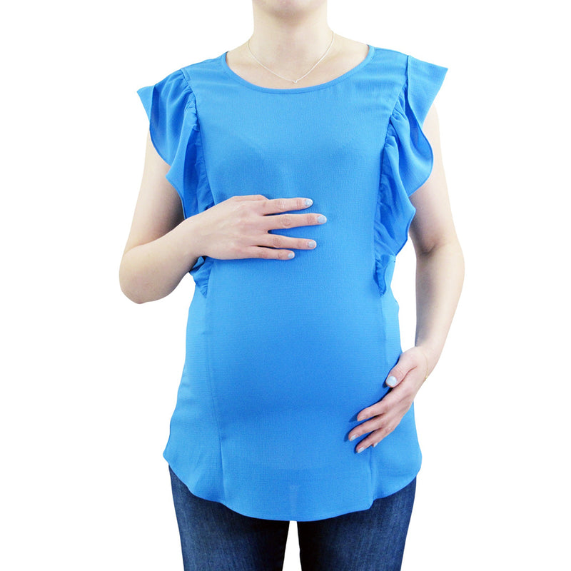 Ruffle Sleeve Maternity and Nursing Top