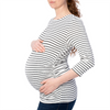 3/4 Sleeve Black and White Stripe Maternity Top