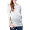 3/4 Sleeve Grey and White Stripe Maternity Top