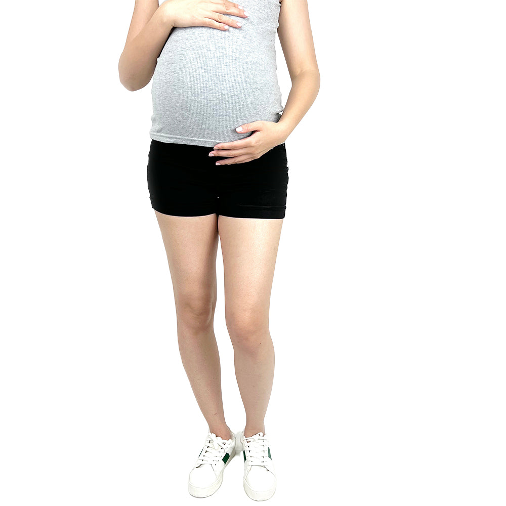 Black Twill Maternity Shorts with Belly Band – Indigo Poppy