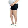 Black Twill Maternity Shorts with Belly Band