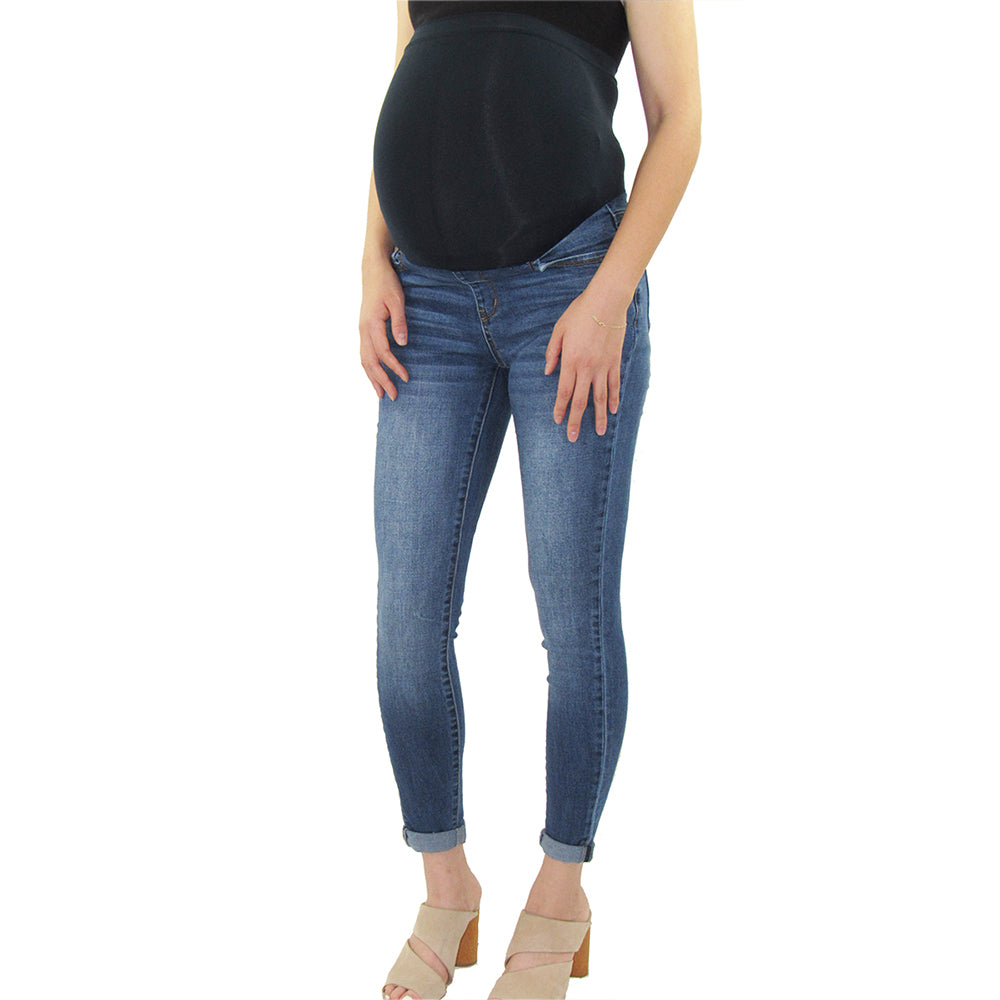 Cuffed Maternity Skinny Jean – Indigo Poppy