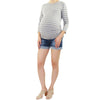 Rolled Fray Denim Maternity Short with Belly Band