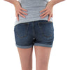 Rolled Cuff Denim Maternity Short with Belly Band