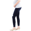Dark Wash Skinny Distressed Maternity Jean with Belly Band