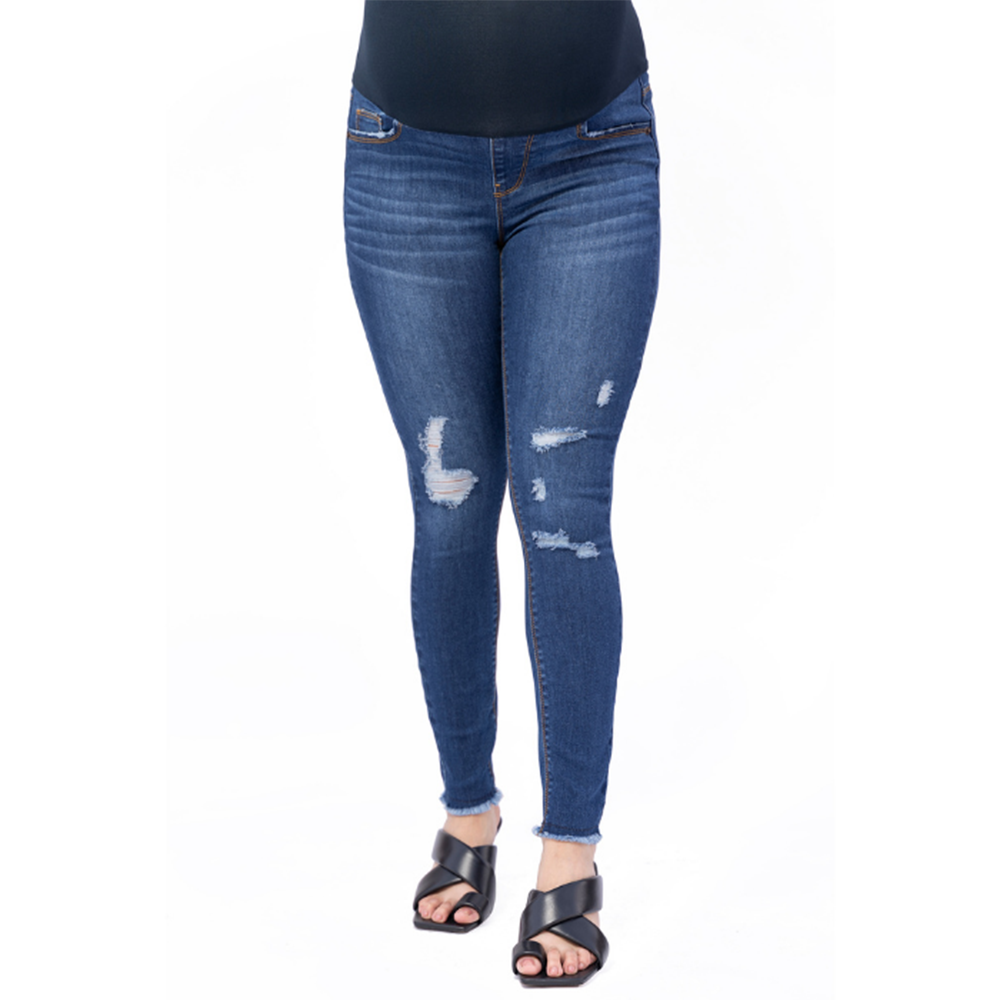 Distressed Skinny Jean with Belly Band