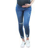 Jagged Hem Destructed Maternity Jean with Belly Band