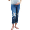 Cuffed Destructed Straight Leg Maternity Jean