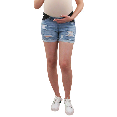 Montauk Under-the-belly Distressed Denim Maternity Short – NOM Maternity