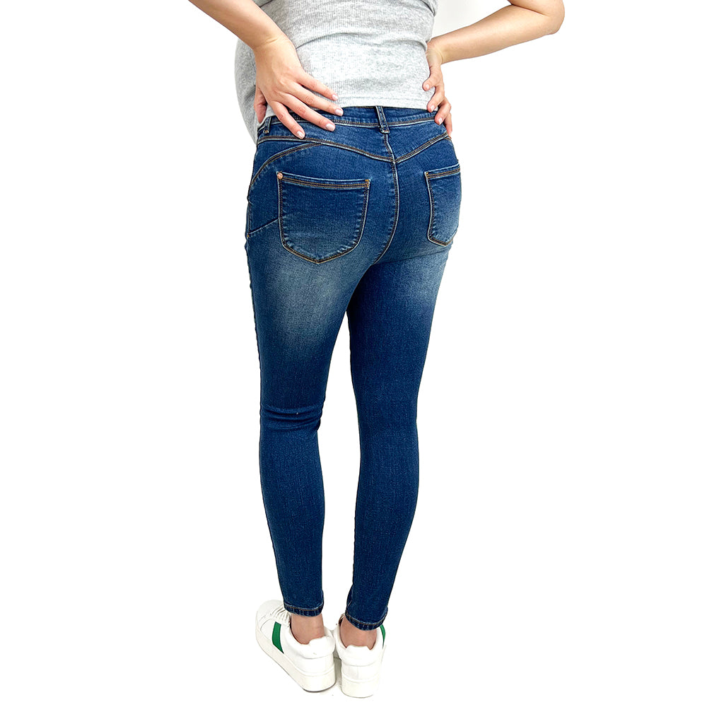 Shaping Pull On Butt Lift Push Up Yoga Pants Stretch Indigo Denim Skinny  Jeans