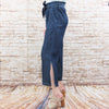 Wide Leg Paperbag Waist Belted Chambray Pants