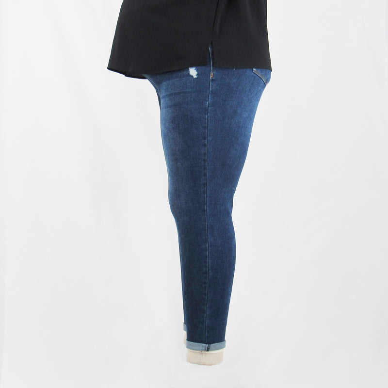 Plus Size Maternity Destructed Rolled Cuff Skinny Jean