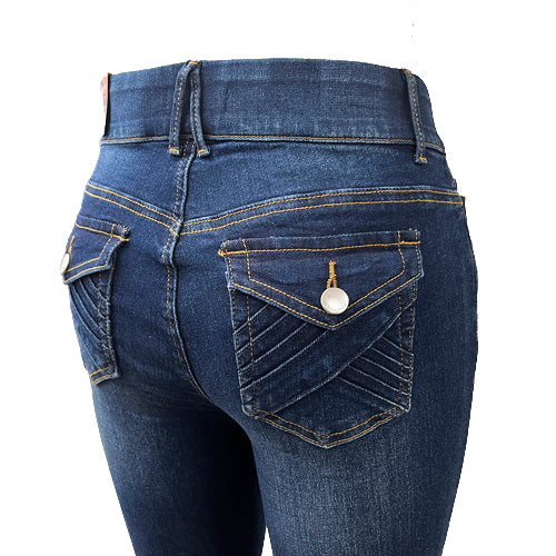 Tummy Control Bootcut Jean with Back Flap Pockets Design – Indigo