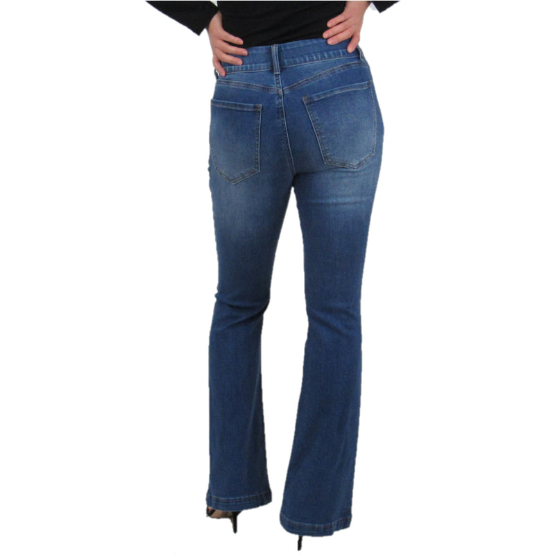 Tummy Control Bootcut with Porkchop Pockets and Buckle Detail