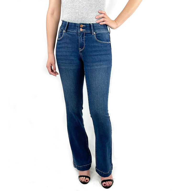 Tummy Control Bootcut Jean with Back Pocket Emb