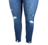 Tummy Control Distressed Jeans with Distressed Hem