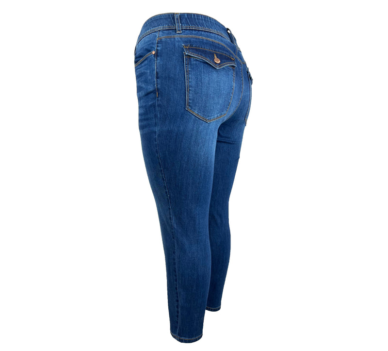 Tummy Control Skinny Jeans with Flap Pockets
