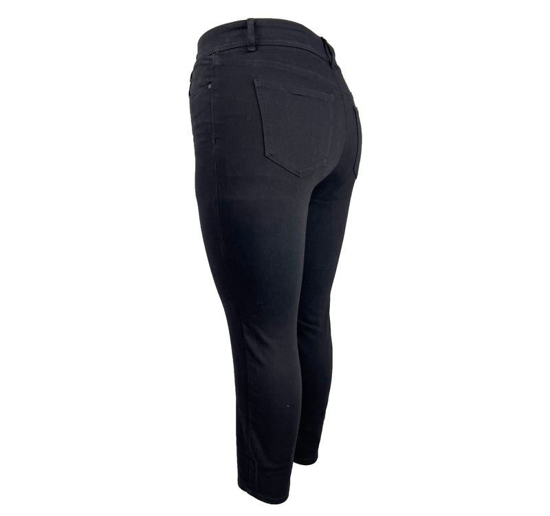 Tummy Control Black Skinny Jeans with Whiskers